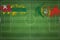 Togo vs Portugal Soccer Match, national colors, national flags, soccer field, football game, Copy space