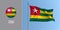 Togo waving flag on flagpole and round icon vector illustration.