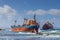 A Togolese ship runs aground on the beach, Rimel, Bizerte, Tunisia