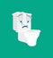Toilet bowl sad emoji. lavatory sorrowful emotions. panicked Vector illustration