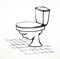 Toilet bowl in the shape of a human head. Vector drawing