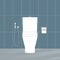 Toilet bowl with toilet paper and hygienic shower. Bathroom interior. Vector illustration.