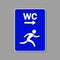 Toilet direction blue sign. WC symbol. Vector isolated symbol