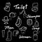 Toilet drawing icons set words