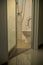 Toilet glass door looking in toilet bowl, in HDB BTO apartment.