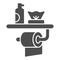 Toilet paper, air freshener and napkins solid icon, hygiene concept, toiletries sign on white background, toilet paper