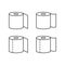 Toilet paper. Linear icons set of toilet roll with and without perforation. Black simple illustration. Contour isolated vector