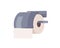 Toilet paper roll hanging on metal wall holder with cover. Sanitary tissue roller for WC. Hygiene napkins for restroom