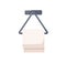 Toilet paper roll holder of triangle shape. Sanitary tissue roller hanging metal WC rack, front view. Hygiene napkins