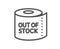 Toilet paper tissue roll line icon. Out of stock sign. Vector