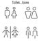 Toilet, restroom, bathroom icon set in thin line style