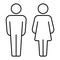 Toilet or restroom sign, washroom symbol, man and woman vector