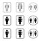 Toilet robot sign icons set