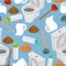 Toilet seamless pattern. Toilet and plunger. Shit and toilet pap