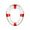 Toilet seat white with nautical lifebuoy, isolated. Realistic rescue lavatory, ceramic closet, icon. Standard lifeguard household