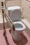Toilet, shower and bathroom equipped with handrails for people with disabilities. Comfort and care