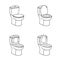 Toilet Sketch Sign. Toilet bowl with seat. Line art Icon Set.