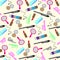 Toiletries background Abstract colorful seamless background pattern