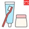 Toiletries color line icon, toothbrush and toothpaste, toiletries sign vector graphics, editable stroke filled outline