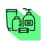 Toiletries, cosmetic flat line icon. Spa hotel service vector illustration