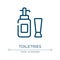 Toiletries icon. Linear vector illustration from travel accessories collection. Outline toiletries icon vector. Thin line symbol