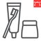 Toiletries line icon, toothbrush and toothpaste, toiletries sign vector graphics, editable stroke linear icon, eps 10.