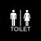 Toilets logo, Male and female bathroom, restroom sign flat icon on dark background