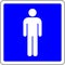 Toilets sign with man symbol blue sign