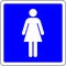 Toilets sign with woman symbol blue sign