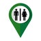 Toilets vector icon. Restroom illustration includes lady and gentleman figures