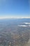 Tokyo Area from Airplane Window Jet Engine Wing