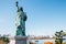 Tokyo bay and Odaiba Rainbow bridge and Statue of Liberty in Japan