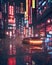 tokyo city night cyber punk background