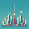 Tokyo flat vector city skyline