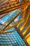 The Tokyo International forum interior. A multi-purpose exhibition center in the Marunouchi district. Illuminated steel and glass