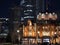 Tokyo, Japan - 1 2 20: The side of Tokyo station`s famous brick building at night