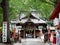 Tokyo, Japan - 27 8 19: The front of Tanashi shrine tucked away in a small neighbourhood