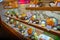 TOKYO, JAPAN -28 JUN 2017: Close up of assorted plastic japanesse food over a showcase in Tokyo
