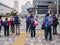 TOKYO, JAPAN - APR 12, 2019 : Group of senior People with backpack. Japanese Elderly lifestyle senior citizen