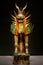 Tokyo, Japan - April 17, 2020 : ancient three-color sancai glaze pottery mythical beast tomb guardian statue figure in Tang