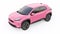 Tokyo, Japan. April 20, 2022: Toyota Yaris Cross 2020. Compact pink SUV with a hybrid engine and four-wheel drive for