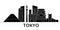 Tokyo Japan architecture vector city skyline, travel cityscape with landmarks, buildings, isolated sights on background