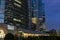 TOKYO, JAPAN - August 16, 2019 : View of the modern office building in Shinagawa, Tokyo during sunset.