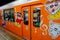 TOKYO, JAPAN - CIRCA MAY 2014: Crowd of passengers inside of train at Ikebukuro station in Tokyo, Japan. Ikebukuru is