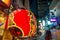 TOKYO, JAPAN JUNE 28 - 2017: Red lantern with Japanesse letters at night in traditional back street bars in Shinjuku