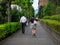 TOKYO, JAPAN JUNE 28 - 2017: Unidentified people walking in a stoned pavement in the street in Shinjuku Golden Gai