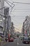 Tokyo Japan with lots of power lines, people, and cars