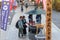 Tokyo, Japan, November 1, 2018: An unidentified men and women are perform ritual religious activities with incense sticks