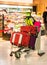 TOKYO, JAPAN - NOVEMBER 7, 2017: Trolley with suitcases at the airport. With selective focus