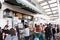 Tokyo, Japan - October 6, 2018: at the bus station full of people trying to buy some foods for their trip to Mount Fuji